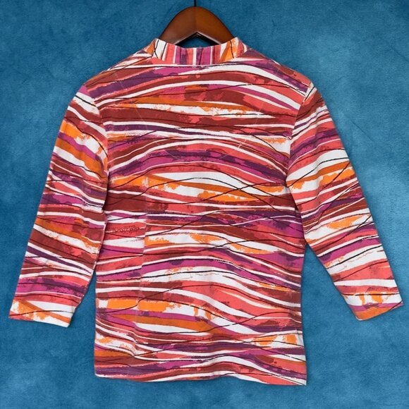 Ruby Rd Bright Striped Top, Size M - Picture 2 of 4